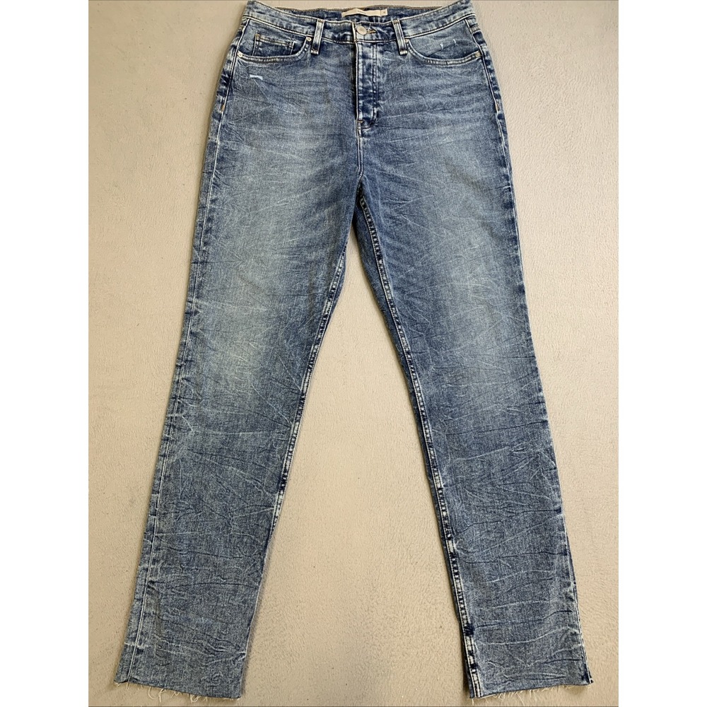 Hudson Holly Jeans Women's Size 31 Blue Denim Distressed Button Fly Raw Hem